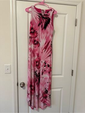 connected apparel Pink Floral High-Low Maxi Dress